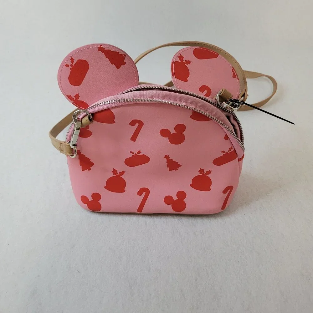 Disney Minnie Mouse Christmas Pink Crossbody Bag With Bow